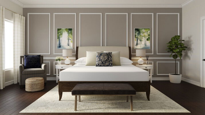 Calm Transitional Bedroom Design Rendering thumb