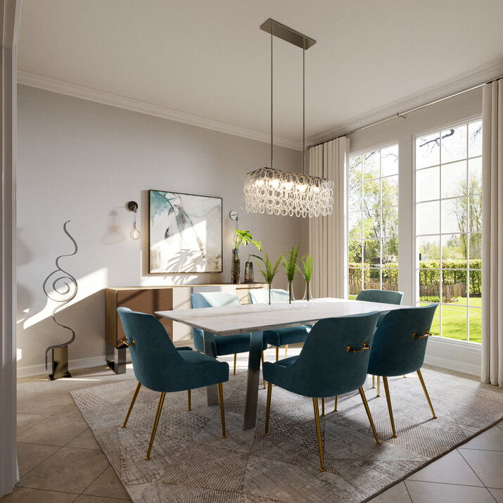 Contemporary Glam Dining Room & Home Office Rendering thumb