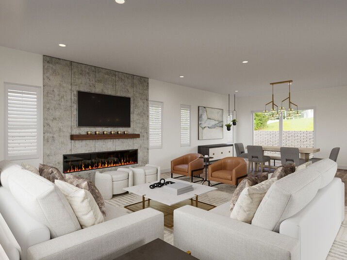 Contemporary Home with Accent Fireplace Wall Rendering thumb