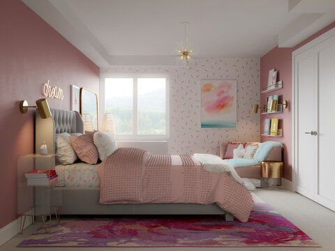 Eclectic Girl Bedroom Interior Renovation