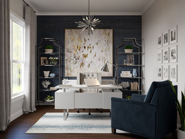 Glamorous Silver & Blue Home Design  Rendering thumb