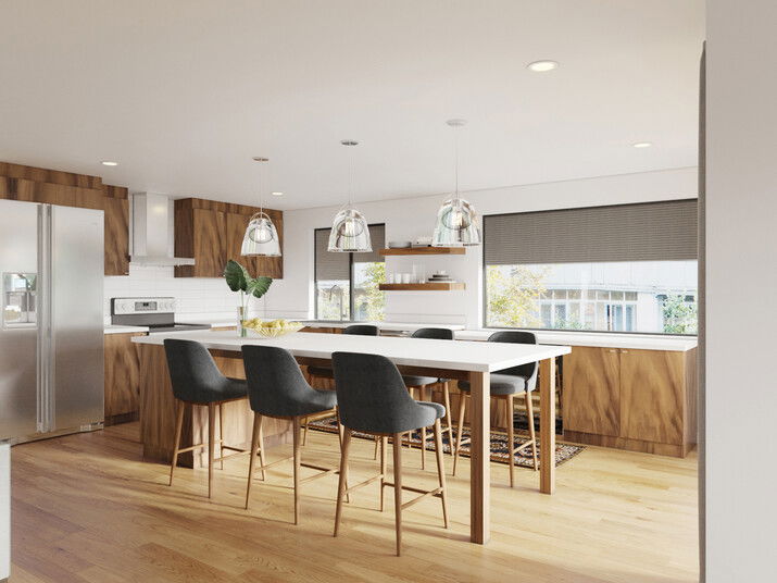 Mid Century Modern Kitchen and Dining Design Rendering thumb