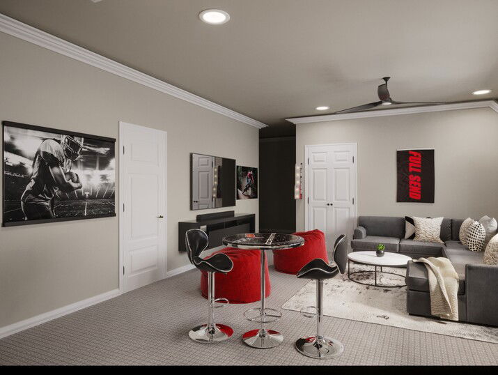 Modern Teenage Man Cave Interior Design Rendering thumb