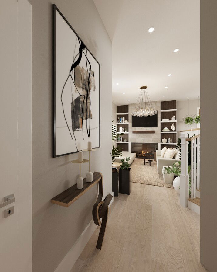 Natural Zen Apartment Interior Design Rendering thumb