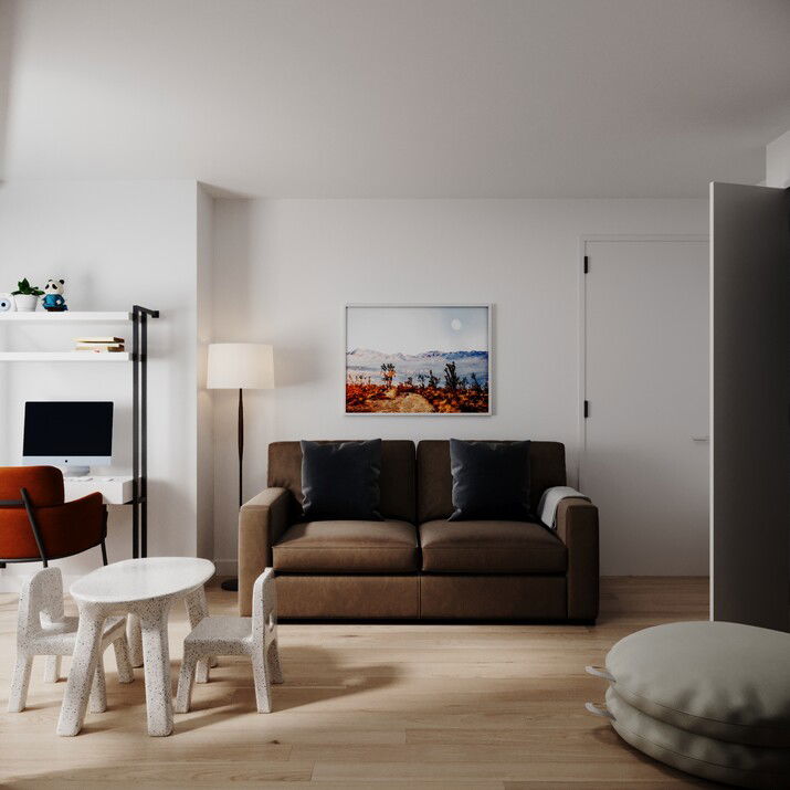 Sleek & Neutral Modern Apartment Design Rendering thumb