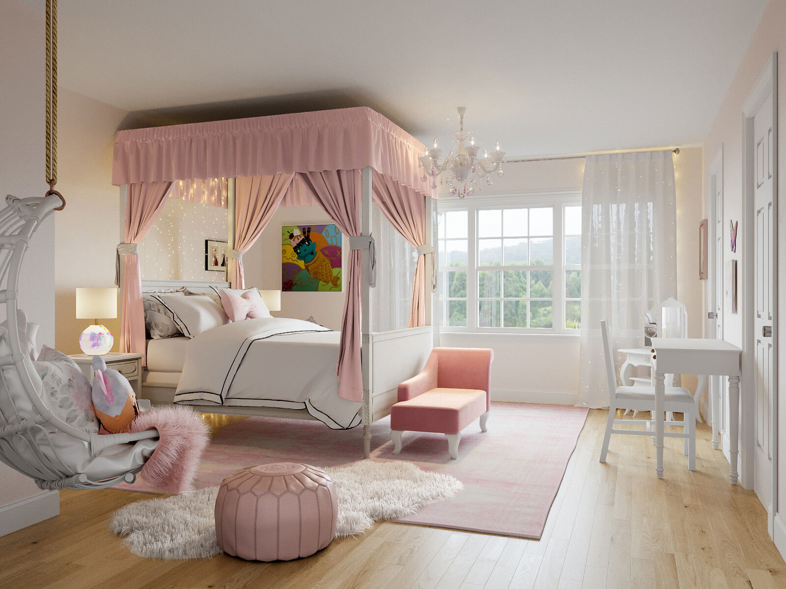 Soft and Delicate Girl's Bedroom Design