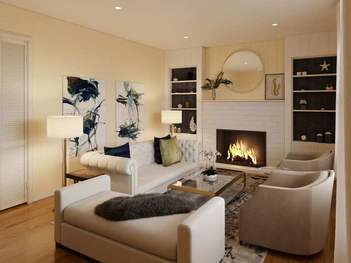 Transitional Living Room Design Project Rendering thumb