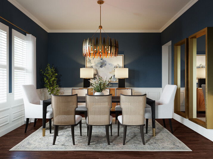 Transitional Stylish Dining Room Rendering thumb